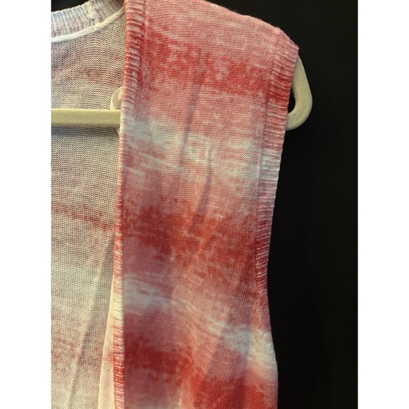 🌺 Chico's Size 3 Open Front Sleeveless Cardigan Vest – Pink Watercolor Stripe – - Picture 6 of 6